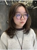 オリーブブラウン/ブリーチなし/透明感/フェイスレイヤー/内巻き