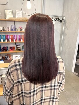 シェル 津山の手店(shel) 20代30代40代ピンクブラウン髪質改善カラー艶感ストレート