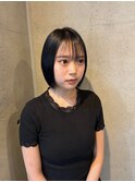 ブルーブラックカラー/ボブスタイル/暗髪