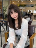 美髪レイヤーカット／顔まわりレイヤー／ロングレイヤ 一/前髪