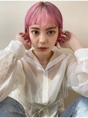眉上バング/ビビットピンク
