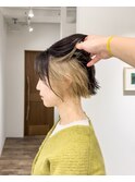 切りっぱなしミニボブ / インナーカラー / ベージュ