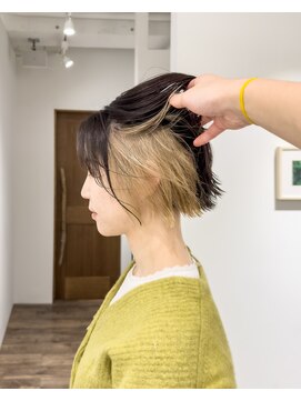 ゴウトゥデイ 横須賀店(GO TODAY) 切りっぱなしミニボブ / インナーカラー / ベージュ