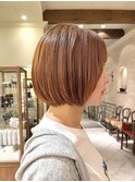 ブリーチなしオレンジベージュ グラデーションボブ 丸みボブ銀座