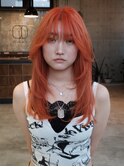 #レイヤーカット#オレンジカラー＃顔周りカット＃ハイトーン