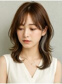 インナーカラー マロンベージュ レイヤーカット ミディアム