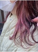 インナーカラー×パープルピンク×イヤリングカラー
