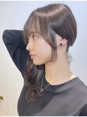 シースルーバングハッシュカットワンホンレイヤーフレンチバング