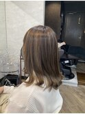 大人女性似合わせカット+白髪ぼかしハイライト