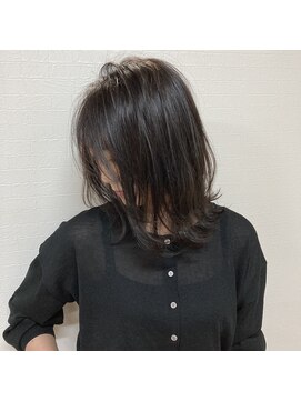 ラフヘアー(LaF) ダークベージュ×外ハネミディ