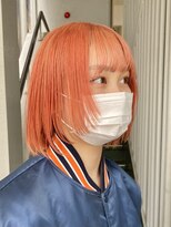 ソーコ 渋谷(SOCO) サーモンピンク大人かわいい小顔ウルフミディアムレイヤー