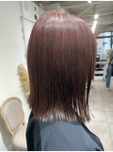 切りっぱなしボブ/ボルトーカラー/レッドカラー