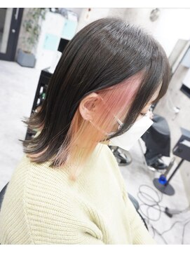 ヘアテリア リュウ 大塚(hair teria ryu) ペールピンクカラー/インナーカラー/イヤリングカラー/外ボブ