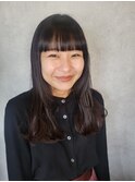 ロング ワイドバング 黒髪 暗髪