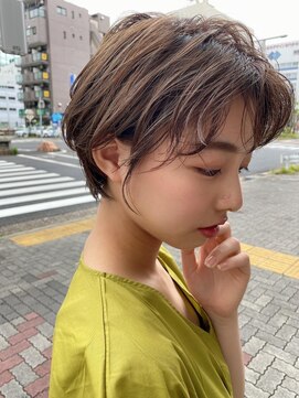 アール ヘアー デザイン(r hair design) 小顔見せショートベージュカラーブリーチしない透明感カラー