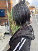 ミドリ インナーカラー フェイスフレーミング ボブ レイヤー