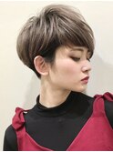 刈り上げマッシュ/ベリーショート/大人クール/グレージュ/くせ毛