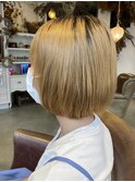 ブリーチ毛でも酸性ストレートでキレイなボブスタイルに