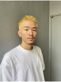 金髪ボックスナチュラルフェード無造作アップバングE