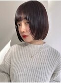 大人可愛い20代30代40代小顔レイヤーミニボブ×シアーベージュ