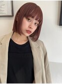 前下がりワンレンボブ×チェリージュブラウン