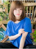 レイヤーミディアム斜めバングパールベージュc5川口20代30代40代