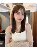 黒髪ボブルフネビージュワンレンくびレイヤーミディアムヘア