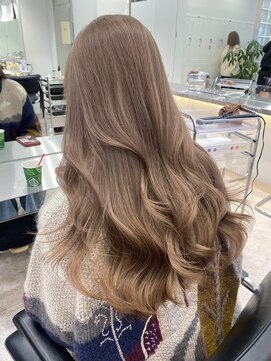 サンクプロジェクト(cinq PROJECT) ピンクミルクティーアッシュベージュダブルカラー顔周りレイヤー