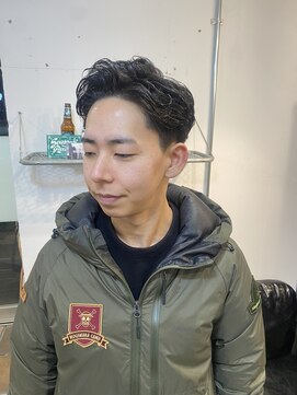 グッドプレイスアンドシング(Good Place&thing) メンズカット刈り上げ七三分けメンズパーマニュアンスパーマ