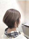 前髪あり大人ショートボブ30代40代50代/白髪ぼかしハイライト