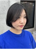 ◎美髪カールブルーブラックミディアムボブ似合わせ前髪