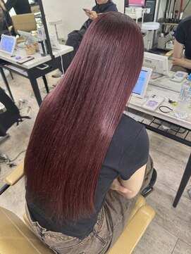 アジールヘア 所沢プロペ通り店(agir hair) ワインレッド ブリーチカラー