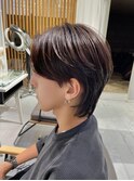 ブルーブラックフェザーパーマサーフカールセンターパート