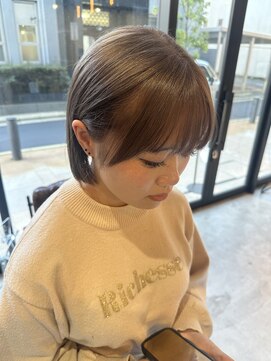 コト 福井大和田店(coto) 福井ボブブリーチミルクティーベージュ艶カラー艶髪髪質改善