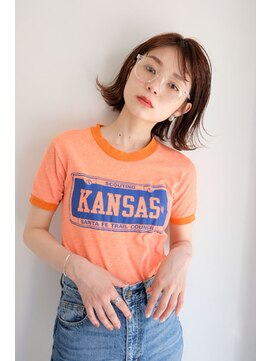 ラレイ(Lalei) 【表参道/青山】オレンジベージュ切りっぱなしボブ【ささき】