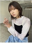 シースルーバング×パツっとボブ