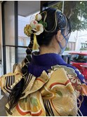 【#水引アレンジ】×成人式ヘアセット×金箔