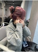 ハイトーン ピンクカラー きりっぱなし ワイドバング