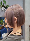 ミニボブ/簡単スタイリング/ラベンダーベージュ/切りっぱなし