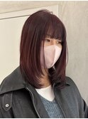 【YOKE】ワインレッドチェリーレッドレイヤーカット暖色カラー
