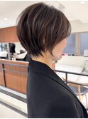 ハイライト白髪ぼかしダブルカラーインナーカラーショートボブ