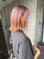 ガルボヘアー 桟橋店(garbo hair)&nbsp;ガルボ桟橋　アンブレラカラー　オレンジ　グレー