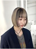 ハイトーンケアブリーチコントラストデザインカラーボブ