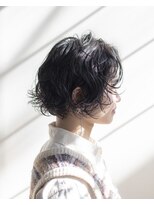 エルレ(Elure) ショートボブ#パーマ#センターパート#黒髪ショート#浜松#浜北