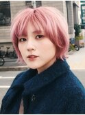 ピンクベージュ/ペールピンク/ハイトーンショート/透明感カラー