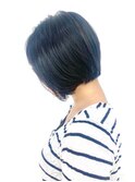 20代30代40代ボブ/ブルーブラック/前下がり/ダーク/ショート
