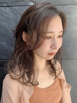 ローウェ 青山 表参道(Louwe)&nbsp;ココアブラウン☆無造作ミディアムウルフ20代30代40代