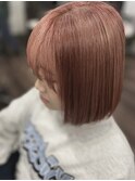 ミニボブ×ピンクカラー