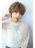 ミルクブラウン/ダークパープル/ナチュラルショート/夏/センター
