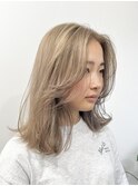 プラチナブロンド/髪質改善/ダブルカラー/ケアブリーチ/20代